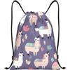 Anceky Zaino con coulisse, resistente all'acqua, con motivo a lama e alpaca, per sport, palestra, per uomo e donna