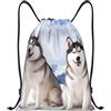 Anceky Zaino con coulisse, borsa da palestra con coulisse, due cani, borsa da nuoto per uomo e donna