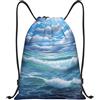 Anceky Zaino con coulisse, borsa da palestra con coulisse, borsa da bagno con paesaggio marino per uomo e donna