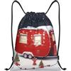 Anceky Zaino con coulisse, resistente all'acqua, con cordino, rosso natalizio, per camper, sport, palestra, per uomo e donna