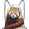 Anceky Zaino con coulisse, resistente all'acqua, con cordino, panda rosso, zaino sportivo, sacco da palestra per uomo e donna