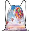 Anceky Borsa con coulisse leggera, piccola borsa da palestra per donna, con palloncini colorati, zaino da calcio per viaggi sportivi