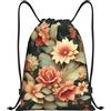 Anceky Borsa con coulisse leggera, piccola, borsa da palestra per donna, fiori decorativi, zaino da calcio per viaggi sportivi