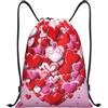 Anceky Zaino con coulisse, borsa da palestra con coulisse, borsa da nuoto con cuore per uomo e donna