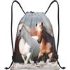 Anceky Zaino con coulisse, resistente all'acqua, con cordino, modello Pretty Horses, zaino sportivo, sacco da palestra per uomo e donna