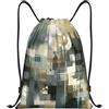 Anceky Borsa con coulisse leggera, piccola, borsa da palestra per donna, zaino da calcio con motivo verde, per viaggi sportivi