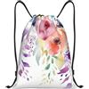 Anceky Zaino con coulisse, resistente all'acqua, stile con foglie floreali, zaino sportivo, sacco da palestra per uomo e donna