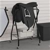 Bendmaxx Cavalletto pieghevole nero, in ferro verniciato a polvere, con ripiano, 68 x 52 x 96 cm, per accessori per sella, sottosella, cinghia da sella e attrezzatura da equitazione in stalla e in