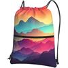 Anceky Borsa con coulisse per donna, borsa sportiva leggera da palestra, zaino da calcio con sfumatura di montagna, per viaggi