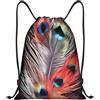 Anceky Zaino con coulisse, borsa da palestra con coulisse, borsa da nuoto con piume di animali per uomo e donna