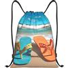 Anceky Zaino con coulisse, resistente all'acqua, borsa a tracolla, infradito da spiaggia, zaino sportivo, sacco da palestra per uomo e donna