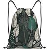 Anceky Borsa con coulisse leggera, piccola, borsa da palestra per donna, zaino da calcio con grafica a foglia, per viaggi sportivi