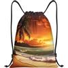 Anceky Zaino con coulisse, borsa da palestra con coulisse, tramonto sulla spiaggia, borsa da bagno per uomo e donna