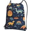 Anceky Borsa con coulisse per donna, borsa sportiva leggera da palestra, zaino da calcio con motivo dinosauro, per viaggi