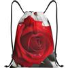 Anceky Zaino con coulisse, resistente all'acqua, con motivo a rose rosse, per palestra, per uomo e donna