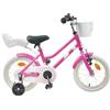 Augerlite Bicicletta per bambini da 14 pollici, rosa scuro, per 3-5 anni, con telaio in acciaio, sella e manubrio regolabili, parafanghi, campanello e freno per una guida sicura su strada e parco