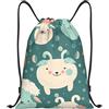Anceky Borsa con coulisse leggera, piccola, borsa da palestra per donna, zaino da calcio con agnello dei cartoni animati, per viaggi sportivi