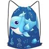 Anceky Zaino con coulisse per palestra, borsa con coulisse, simpatico pesce blu, borsa da nuoto per uomo e donna