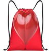 Anceky Zaino con coulisse, resistente all'acqua, con cordino, a forma di cuore rosso, per sport, palestra, per uomo e donna