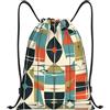 Anceky Borsa con coulisse leggera, piccola, borsa da palestra per donna, zaino moderno da calcio di metà secolo per viaggi sportivi