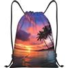 Anceky Zaino con coulisse, borsa da palestra con coulisse, borsa da spiaggia con palme e tramonto, per uomo e donna