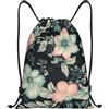 Anceky Zaino con coulisse, resistente all'acqua, con fiori blu, per palestra, per uomo e donna