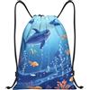 Anceky Borsa con coulisse leggera, piccola, borsa da palestra per donna, zaino Ocean Life Soccer per viaggi sportivi