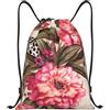 Anceky Zaino con coulisse, borsa da palestra con coulisse, borsa da nuoto con fiori e leopardo per uomo e donna