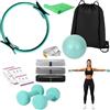 Relaxdays Pilates, 11pz, col. | Anello, palla, 4 elastici, 2 pesi, borsa, pompa, metro, Pilates
