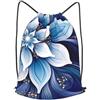 Anceky Zaino con coulisse, borsa da palestra con coulisse, fiori blu, borsa da nuoto per uomo e donna