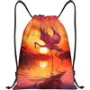 Anceky Zaino con coulisse, borsa da palestra con coulisse, borsa da nuoto con fenicottero e tramonto, per uomo e donna