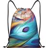 Anceky Zaino con coulisse, borsa da palestra con coulisse, borsa da nuoto con piume astratte per uomo e donna