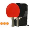 Drawup Set da ping pong per 2 giocatori con racchette e palline in legno - Impugnatura antiscivolo per ping pong, kit per principianti indoor outdoor Game Carry Bag 25,5 cm