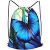 Anceky Zaino con coulisse, borsa da palestra con coulisse, borsa da nuoto a farfalla blu per uomo e donna