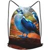 Anceky Zaino con coulisse, borsa da palestra con coulisse, borsa da nuoto Blue Bird per uomo e donna