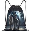 Anceky Borsa con coulisse leggera, piccola, borsa da palestra per donna, zaino da calcio Elephantof Cage per viaggi sportivi