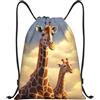 Anceky Zaino con coulisse, borsa da palestra con coulisse, borsa da bagno a forma di giraffa per uomo e donna