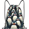 Anceky Zaino con coulisse, borsa da palestra con coulisse, elegante borsa da nuoto con motivo Crowd of Penguins per uomo e donna