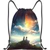 Anceky Borsa con coulisse leggera, piccola, borsa da palestra per donna, zaino Anime Soccer per viaggi sportivi