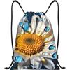 Anceky Zaino con coulisse, resistente all'acqua, con fiori di margherita, per sport, palestra, per uomo e donna