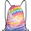 Anceky Borsa con coulisse leggera, piccola, borsa da palestra per donna, zaino da calcio colorato arcobaleno per viaggi sportivi