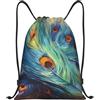 Anceky Borsa con coulisse leggera, piccola borsa da palestra per donna, zaino da calcio con pittura a piume, per viaggi sportivi