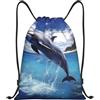 Anceky Zaino con coulisse, borsa da palestra con coulisse, balene saltanti, borsa da nuoto per uomo e donna
