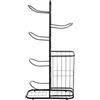 Luntra Supporto per 5 palline in acciaio, per pallacanestro, calcio, nero | 5 ripiani, rimovibili, in acciaio, 5 kg per ripiano, 58 x 23,5 x 116 cm, per basket, calcio e pallavolo, garage, cantina