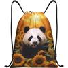 Anceky Zaino con coulisse, borsa da palestra con coulisse, borsa da bagno con panda e girasole per uomo e donna