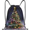 Anceky Zaino con coulisse, resistente all'acqua, con albero di Natale verde, per sport, palestra, per uomo e donna