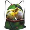 Anceky Zaino con coulisse, borsa da palestra con coulisse, simpatici uccelli innamorati, borsa da bagno per uomo e donna