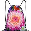 Anceky Zaino con coulisse, resistente all'acqua, con motivo a fiori colorati, per palestra, per uomo e donna
