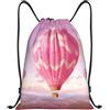 Anceky Borsa con coulisse leggera, piccola, borsa da palestra per donna, zaino da calcio con mongolfiera, per viaggi sportivi