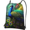 Anceky Zaino con coulisse impermeabile, borsa da palestra con coulisse, borsa da nuoto con pavone colorato per uomo e donna